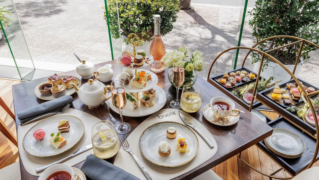Luxury High Tea Bacar experience with variety of sweet & savory treats  served at Pullman Sydney Olympic Park
