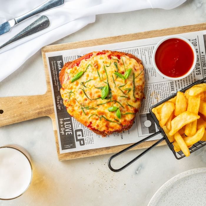 Chicken & fries in Meze Restaurant at Novotel Glen Waverley