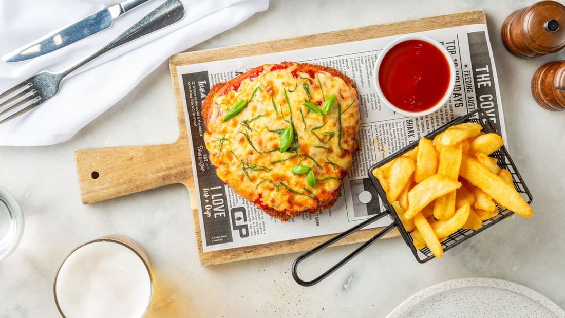 Fries, Chicken parmesan, Meze Restaurant, Novotel Glen Waverley