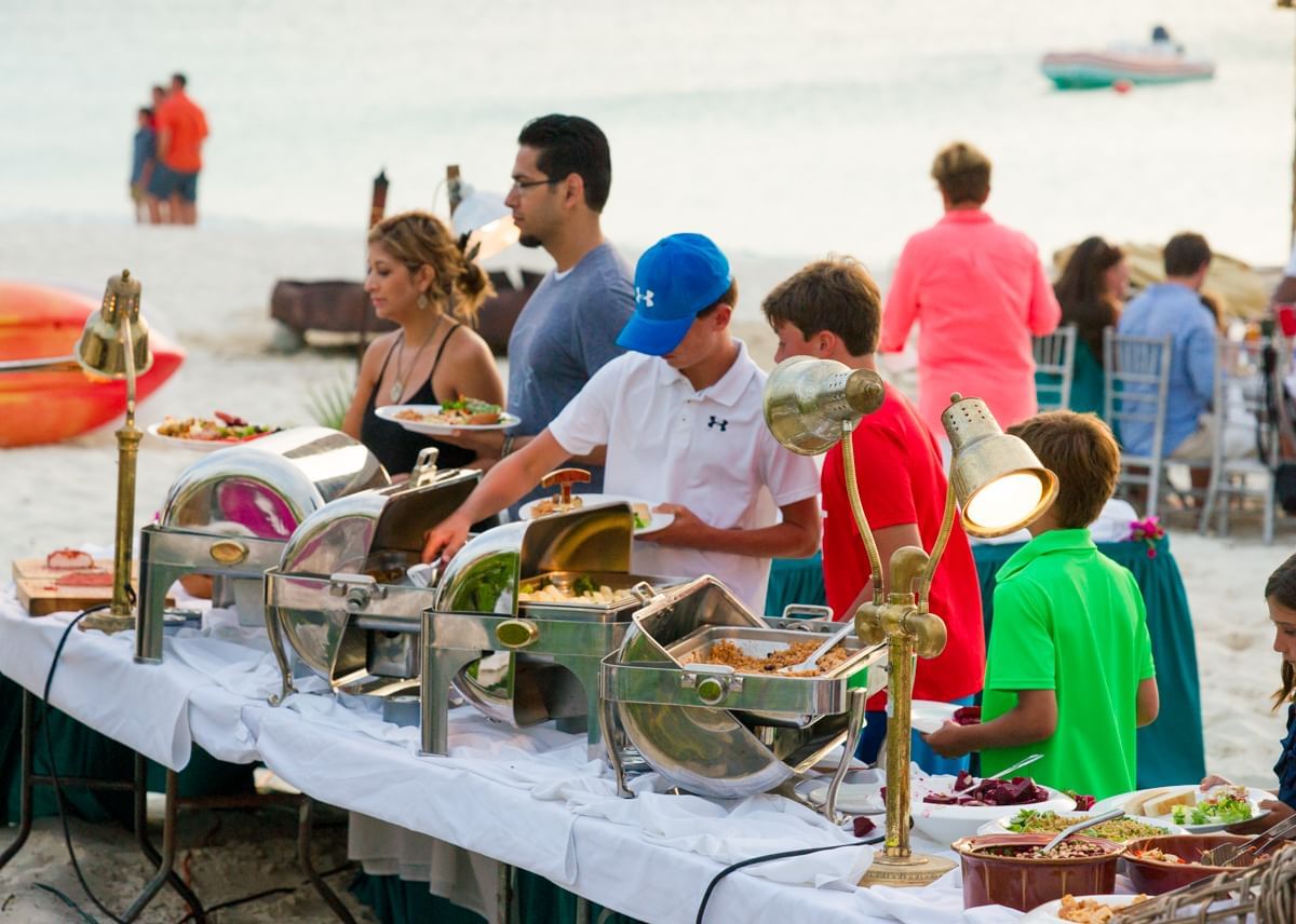 Buffet served on the beach at The Somerset On Grace Bay