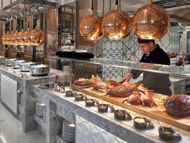 Buffet area in the Epicurean restaurant at Crown Towers Sydney