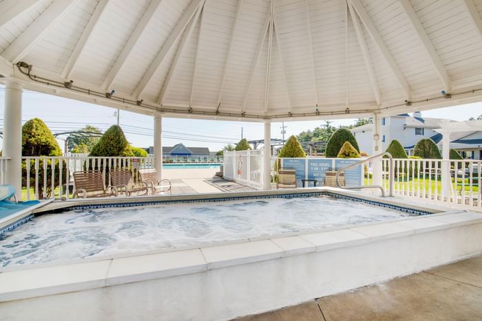 Outdoor heated pool area overlooking the hotel at Ogunquit Collection