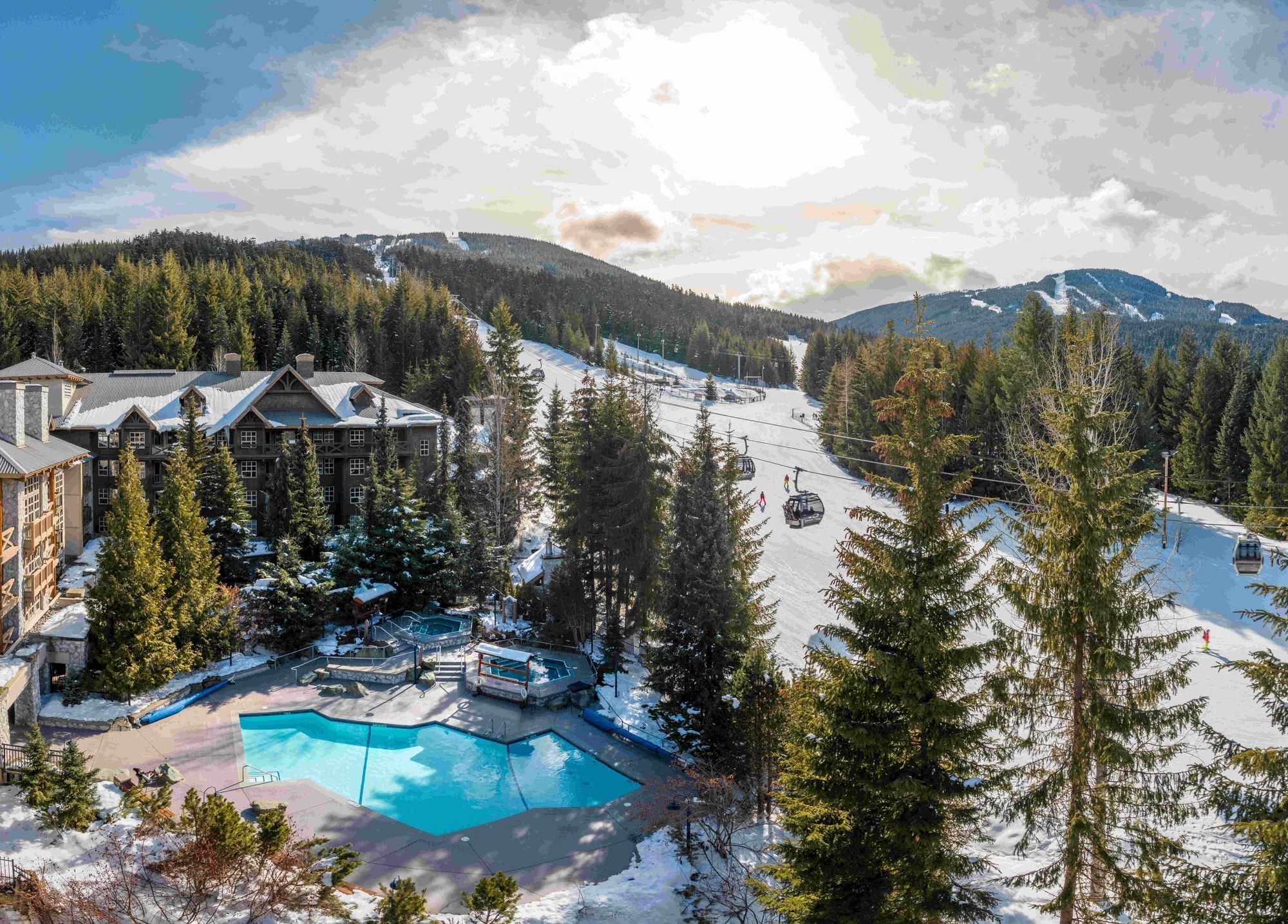 Aerial view of the hotel and surrounding at Blackcomb Springs Suites