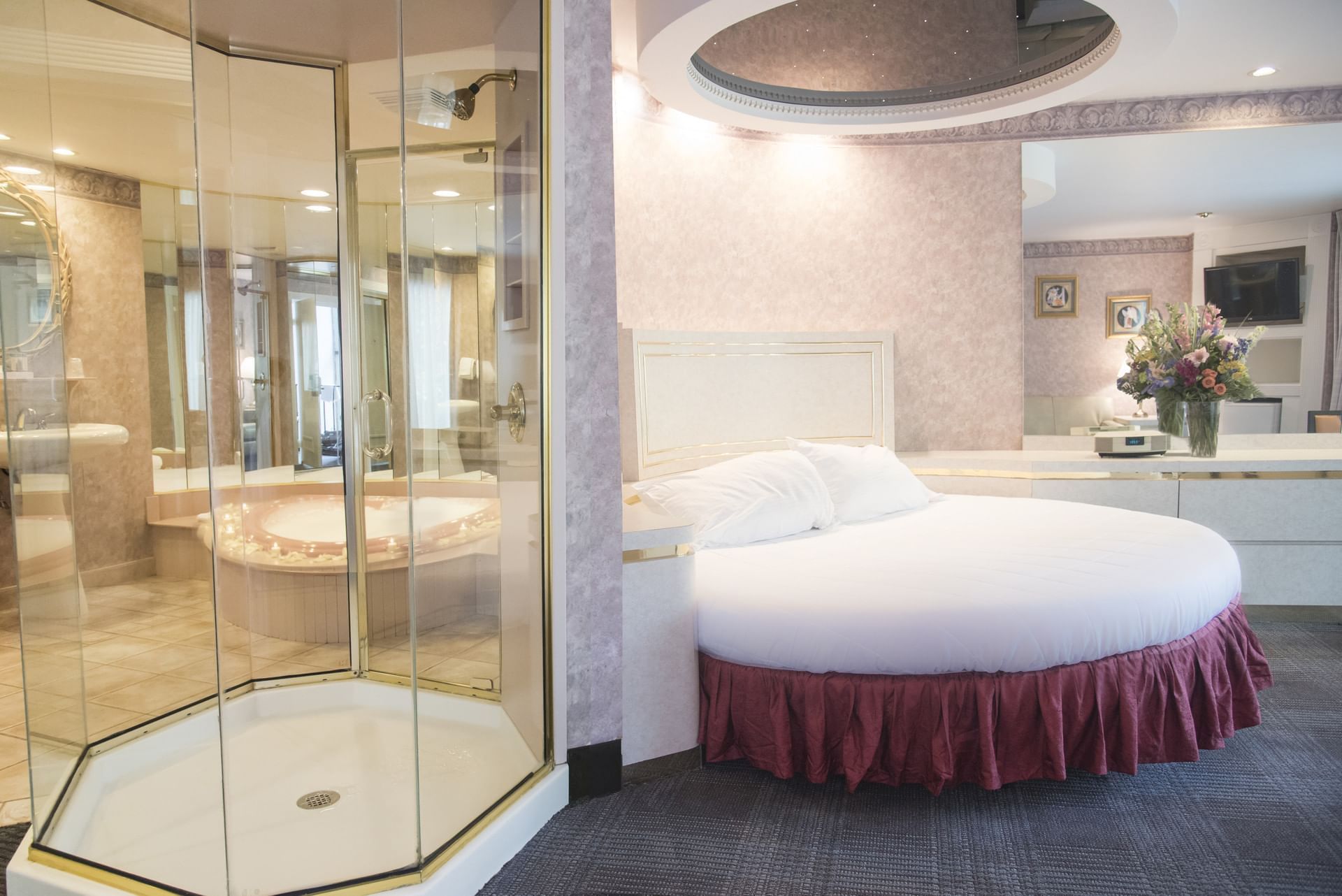 Luxury bed with attached bathroom at Cove Haven Resort