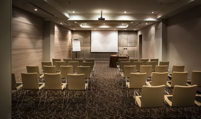 Theater-style setup in an event room at Uptown Palace Milan