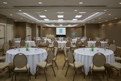 Event venue with tables and chairs