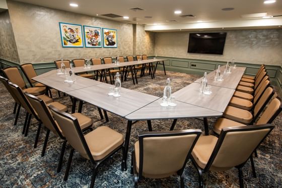 U-shaped meeting room table arranged at The Met Hotel Leeds