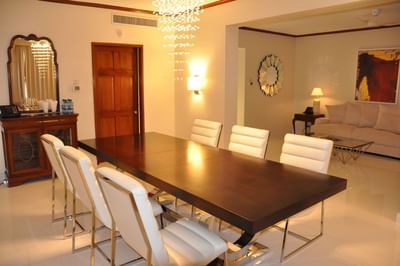 Meeting table in the lightning area at Pegasus Hotel Guyana