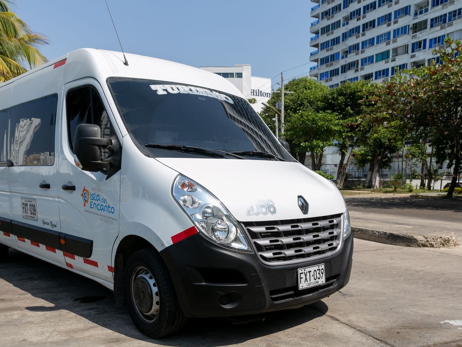 Close-up of a Renault Master van parked near Hotel Isla Del Encanto