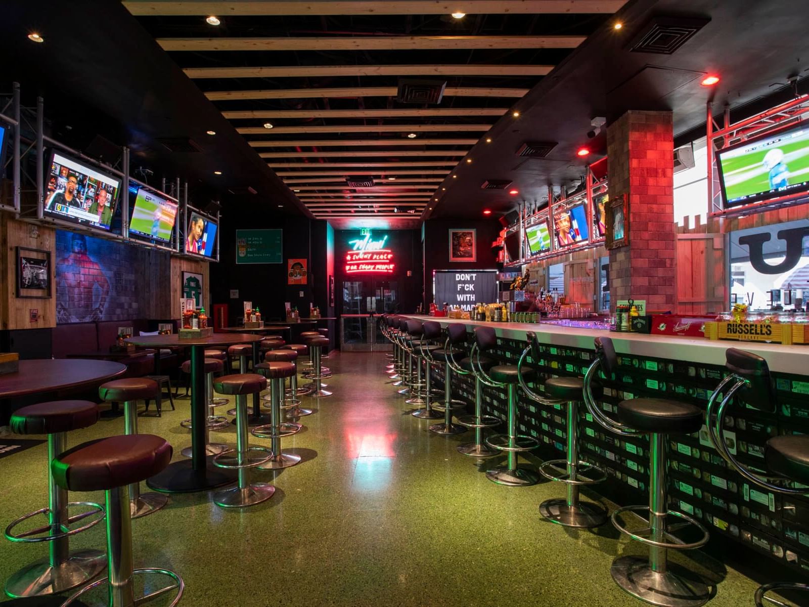 Table set-up in Sports Bar at Clevelander South Beach