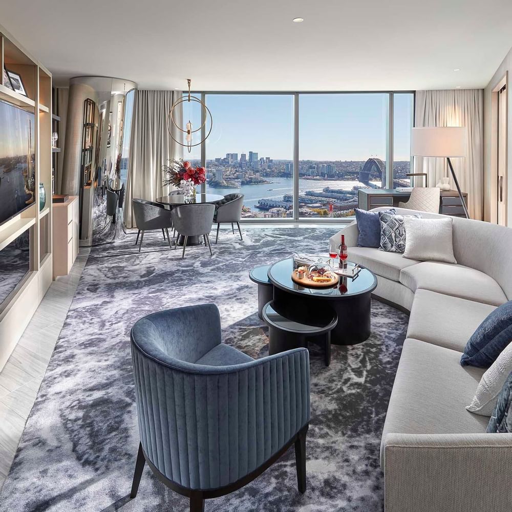 Interior of a Living room of a suite at Crown Towers Sydney