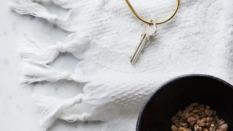 Close-up of key & medicine bowl in Spa at Crown Towers Sydney