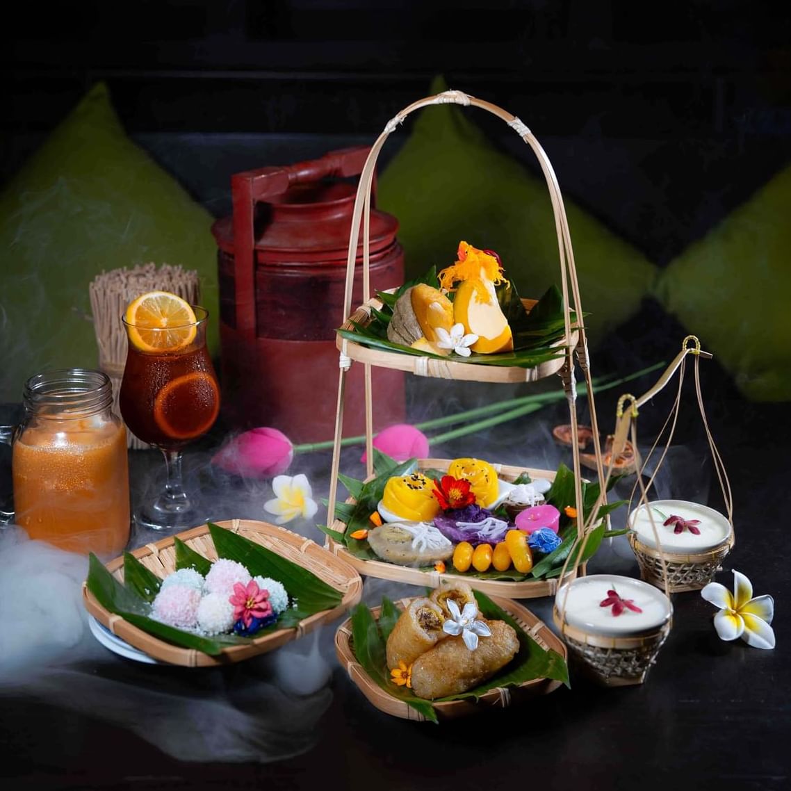 A set of Thai Afternoon Tea consists of Thai Desserts and Phuket Local Desserts