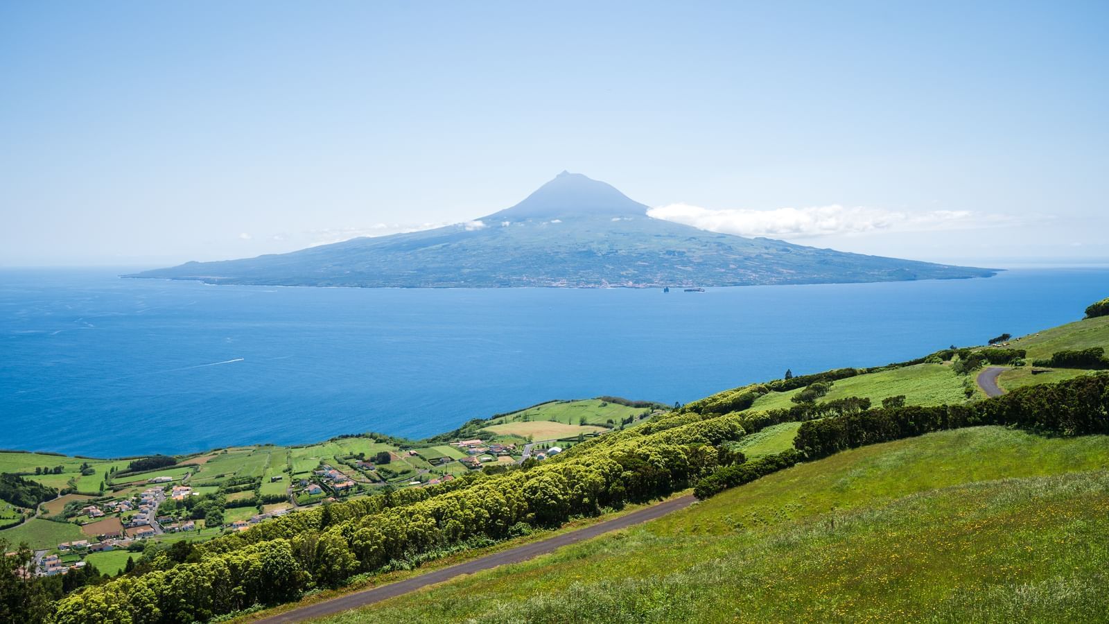 Distant view of Mount Pico near Bensaude Hotels, a highlight of what to do in Azores