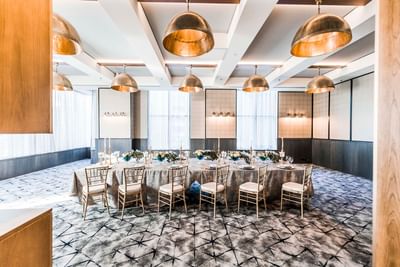 Table set-up with décor in Hart Room at Amora Hotel Sydney