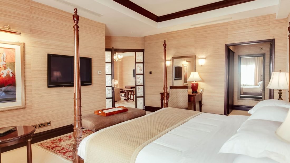 King bed in Presidential Suite at Lake Victoria Serena Resort