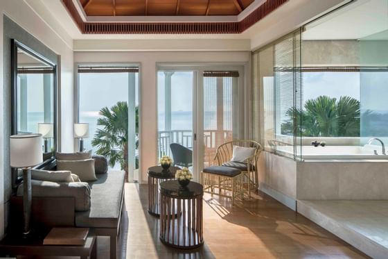Lounge area in Sea View Suite at Amatara Wellness Resort