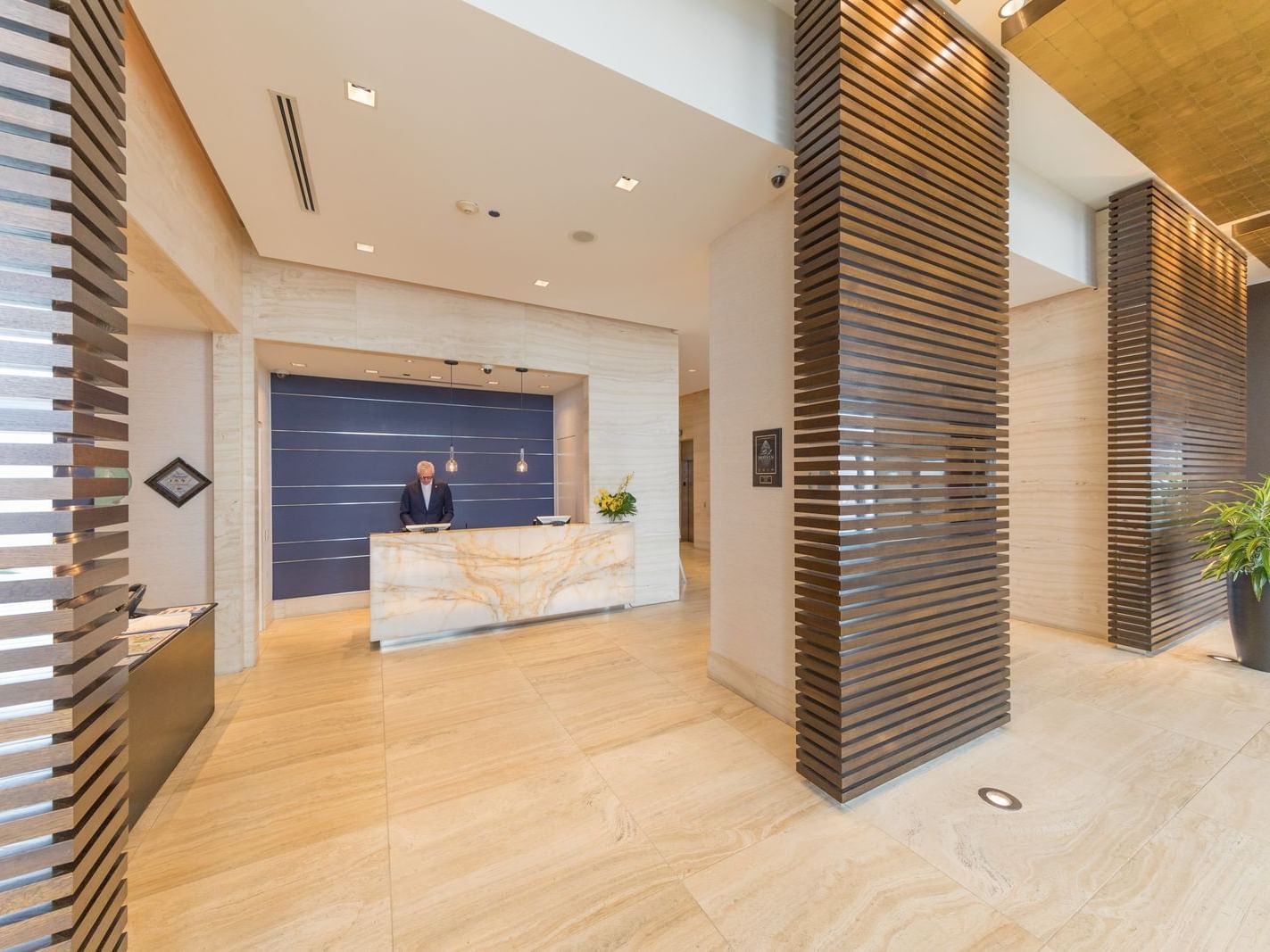 Modern lobby of the Hotel Arista ready to welcome guest of the AARP Member Rate package.