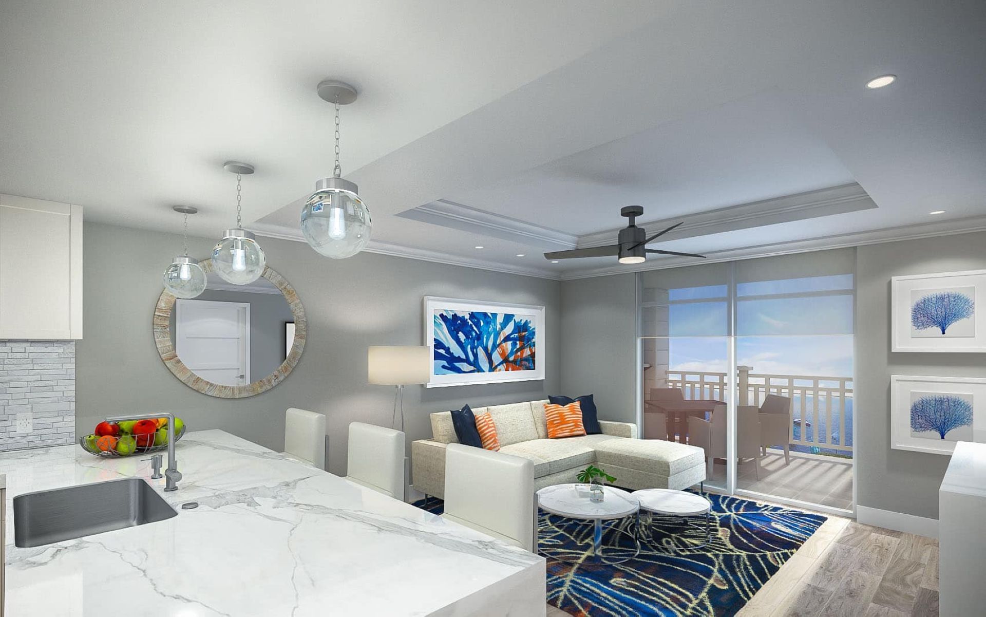 Living area of Sunsuites One Bedroom at Sunseeker Resort