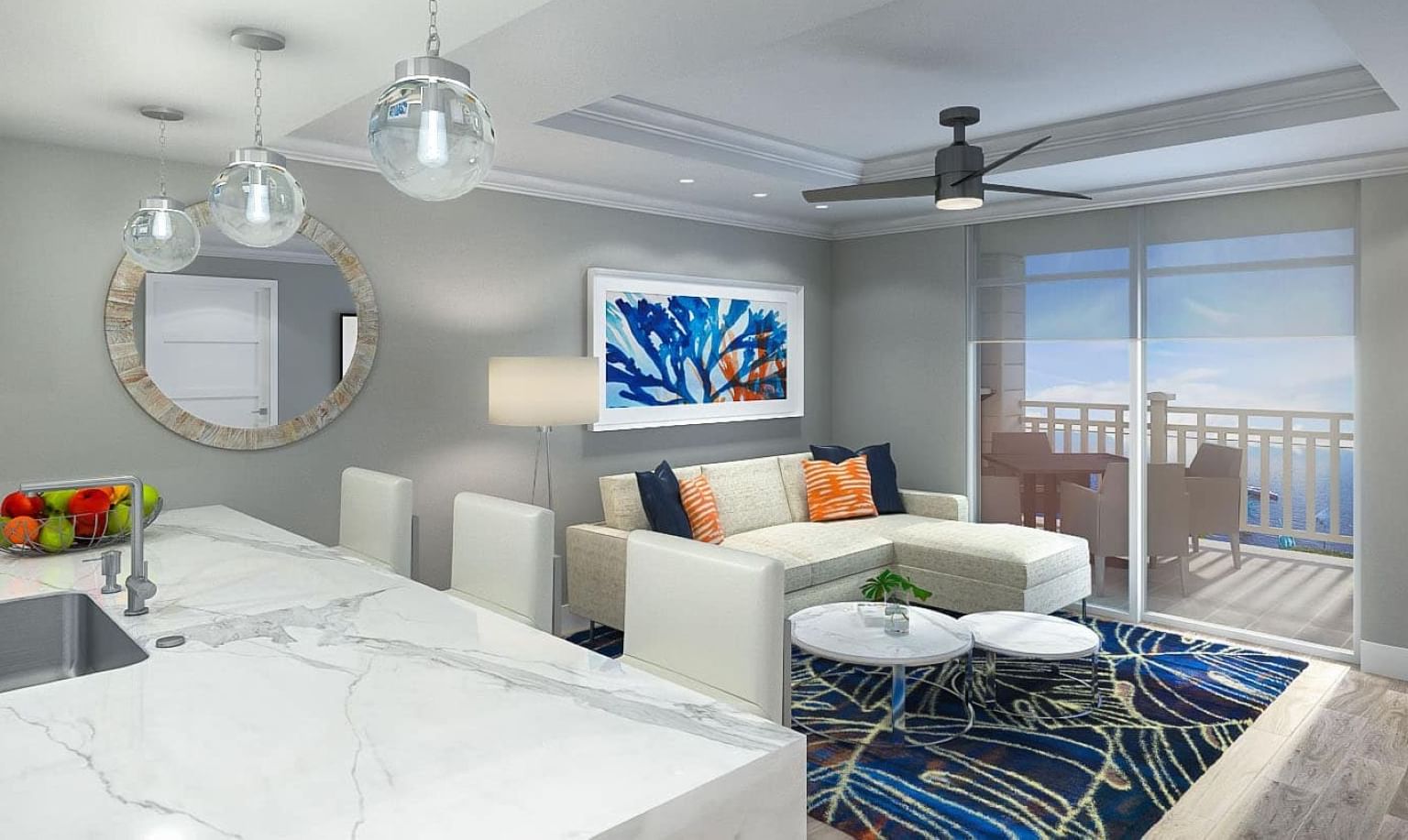 Living area of Sunsuites One Bedroom at Sunseeker Resort