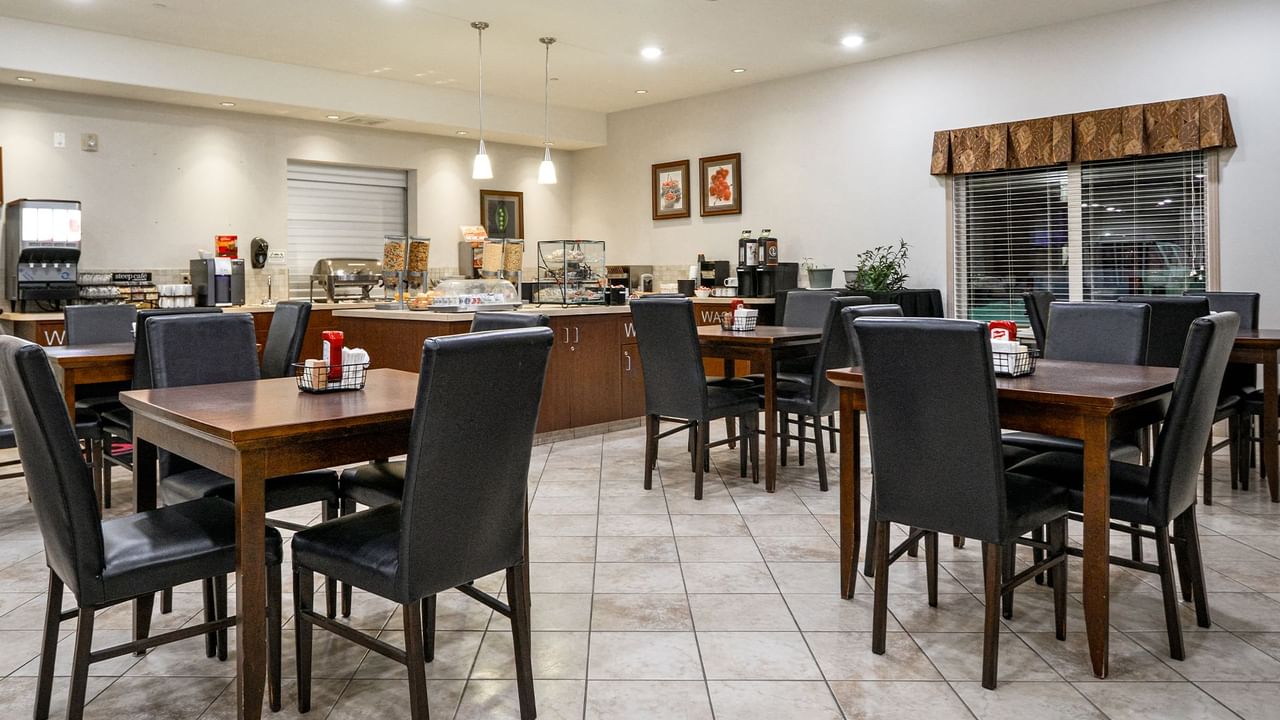 Hotel breakfast room with free breakfast