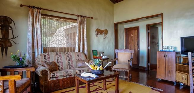Livingroom area in the Kimba Suite at Ngorongoro Serena