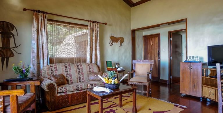 Livingroom area in the Kimba Suite at Ngorongoro Serena