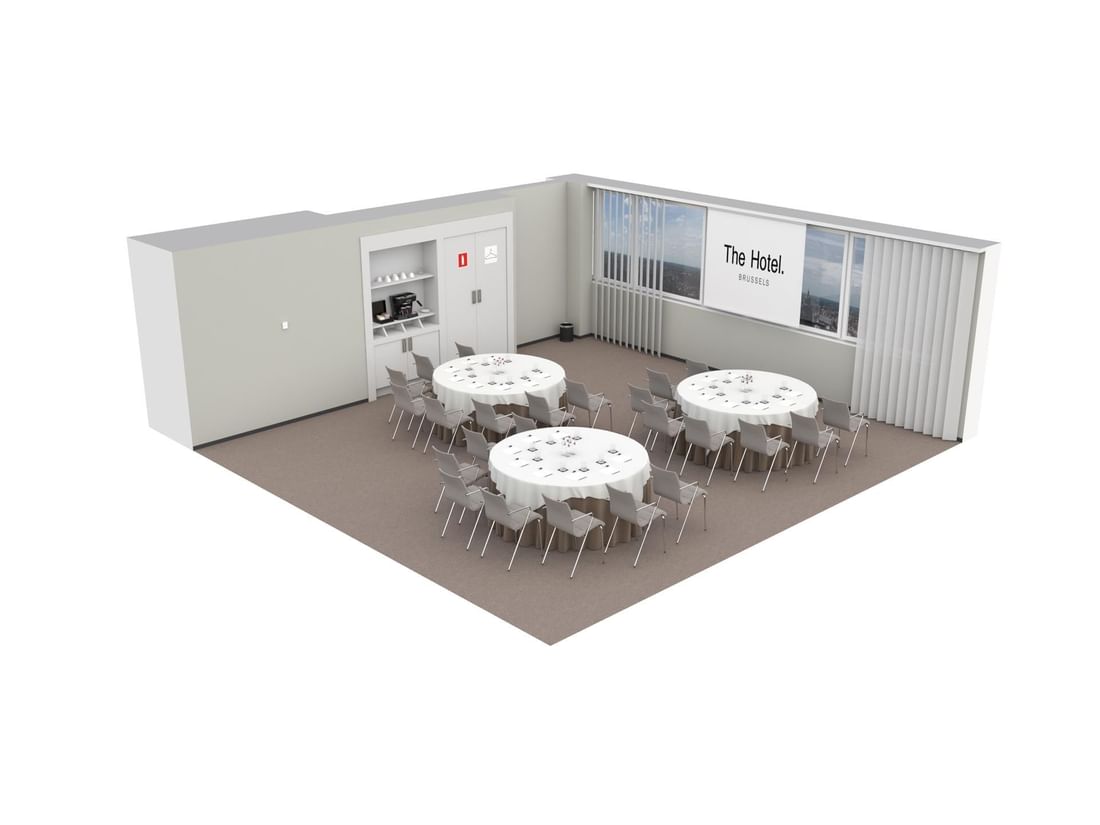 Plan en 3D de la salle de réunion Meet 25 Two à l'Hôtel Brussels