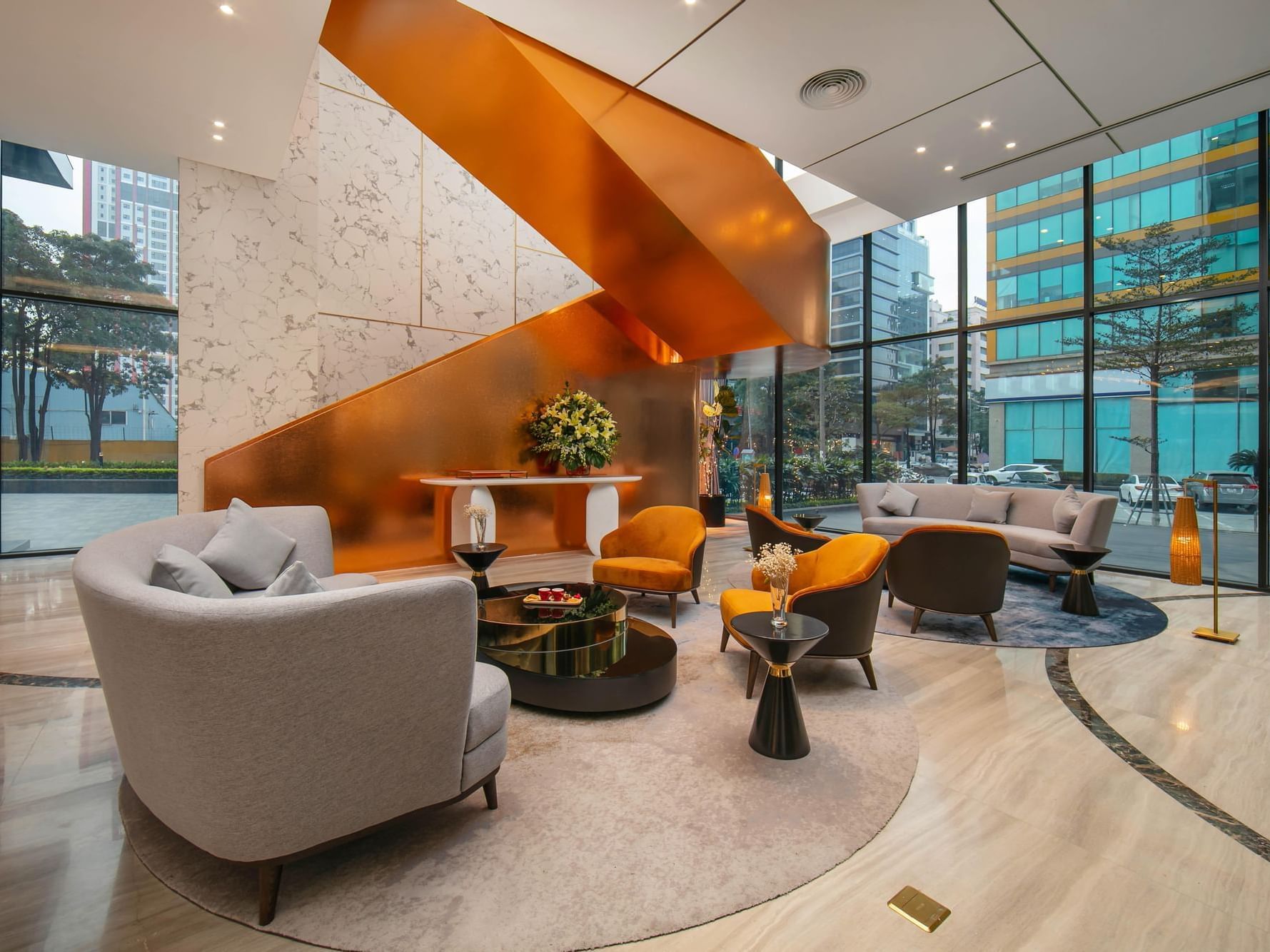 Comfy sofas in the lobby area at Eastin Hotels