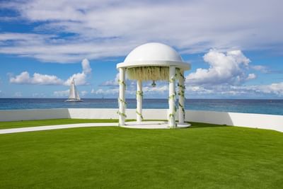 Wedding ceremony setting outdoors, Morgan Resort Spa Village