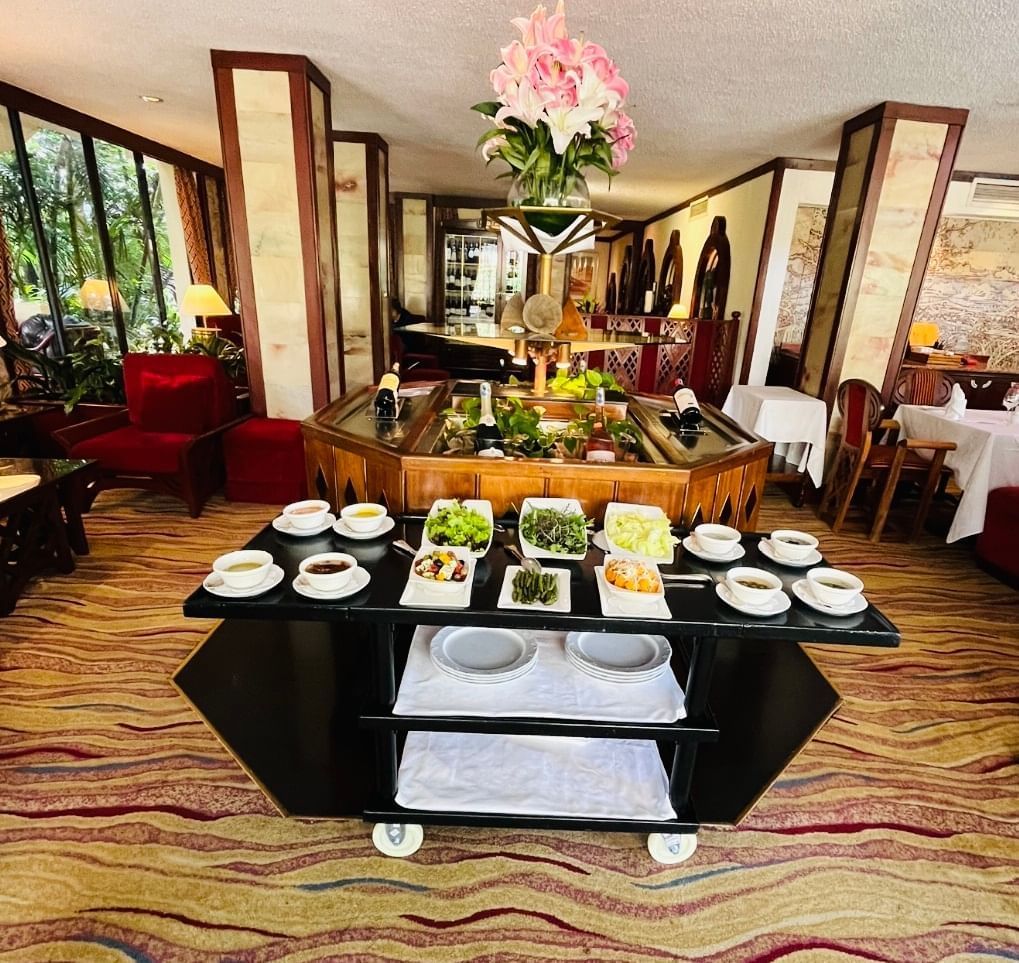 Salad Bar Set up at the Mandhari Fine Dining Restaurant  at Nairobi Serena Hotel