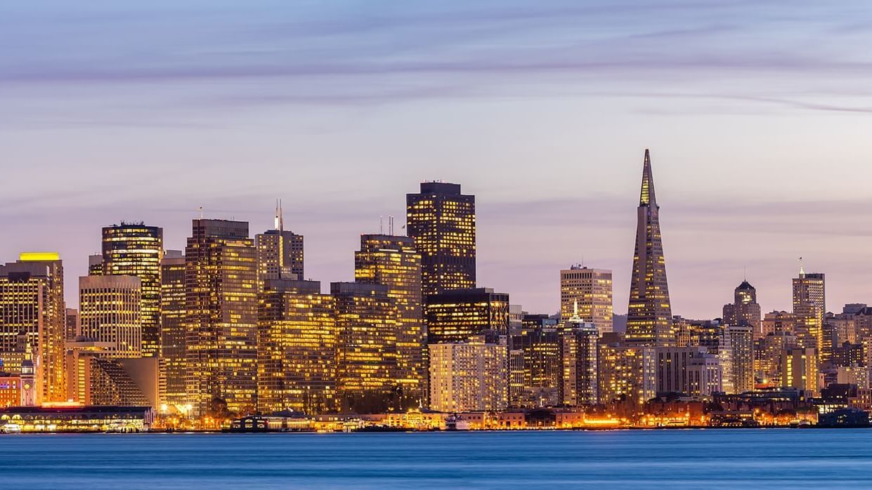 San Francisco City skyline at night at Warwick Le Crystal