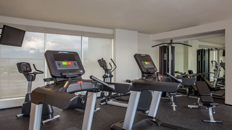 Treadmills in fitness center at Fiesta Inn Monterrey Fundidora