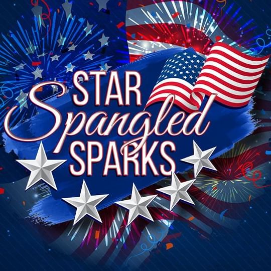 Star Spangled Sparks Logo with Fireworks in background