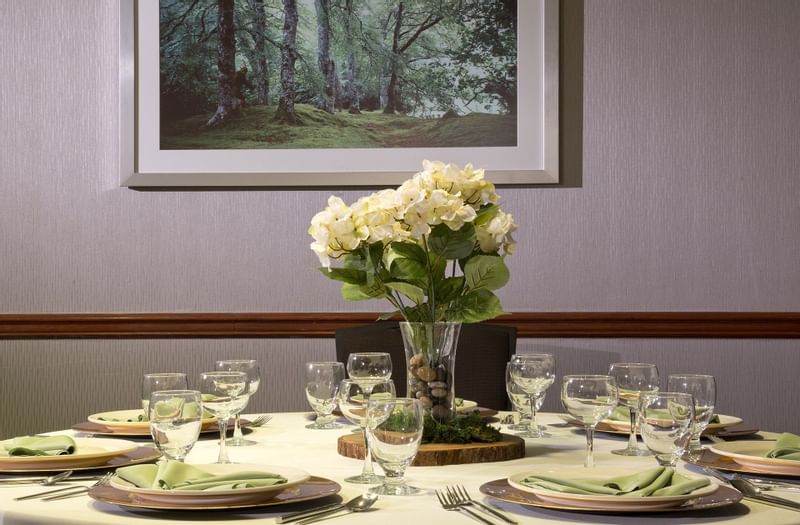 Close-up on a Banquet table Set-up at Warwick Seattle