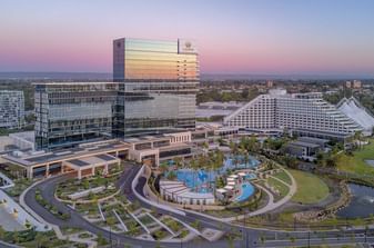 Aerial view of the Crown Hotels Perth at noon