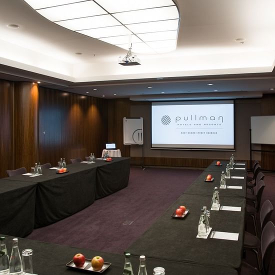 U-shaped table in Macquarie Rooms at Pullman Quay Grand Sydney 