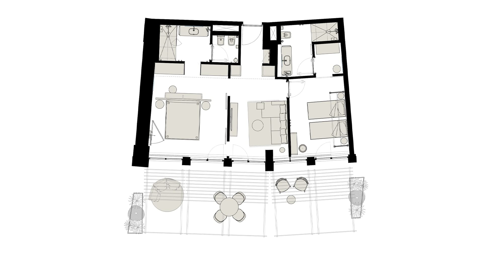 Grundriss der Suite mit Meerblick im Falkensteiner Family Resort Sicily in Licata