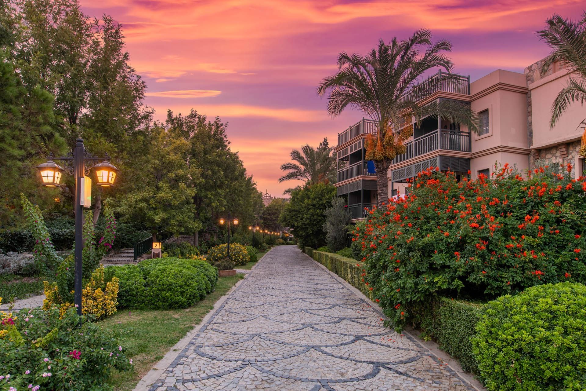 A pathway along the lawn at Bodrum Imperial 