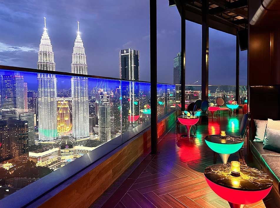 Satellite Restaurant & Bar terrace lounge area overlooking the City at Imperial Lexis best Malaysian Restaurants Kuala Lumpur