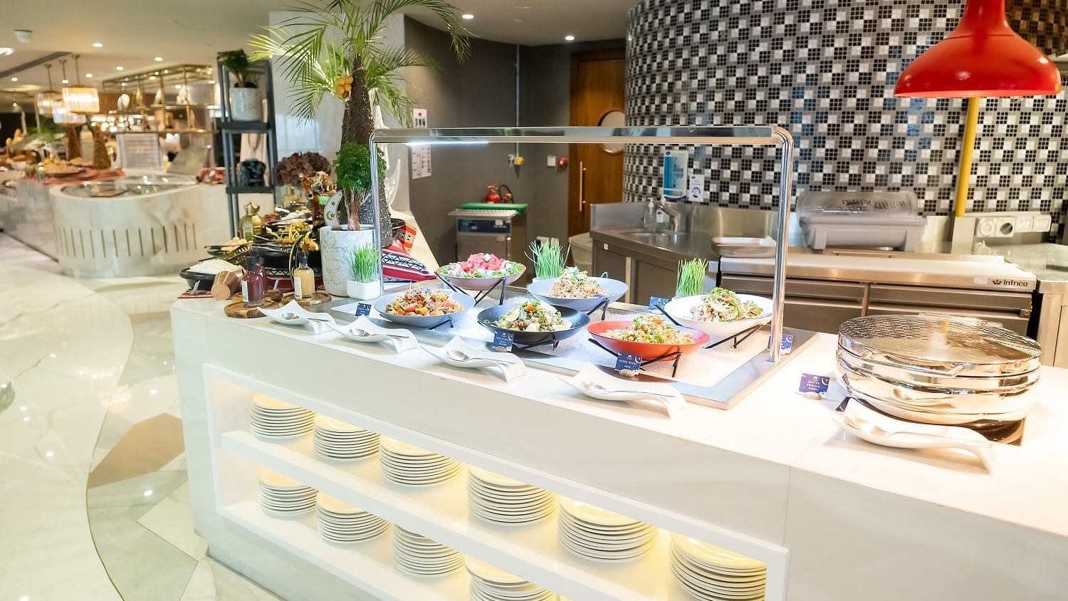 Iftar dishes prepared for Ramadan event in The Stage Restaurant at Paramount Hotel Dubai