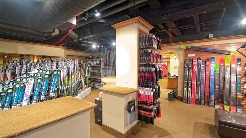 Ski boards and equipment in a shop near Chateaux Deer Valley