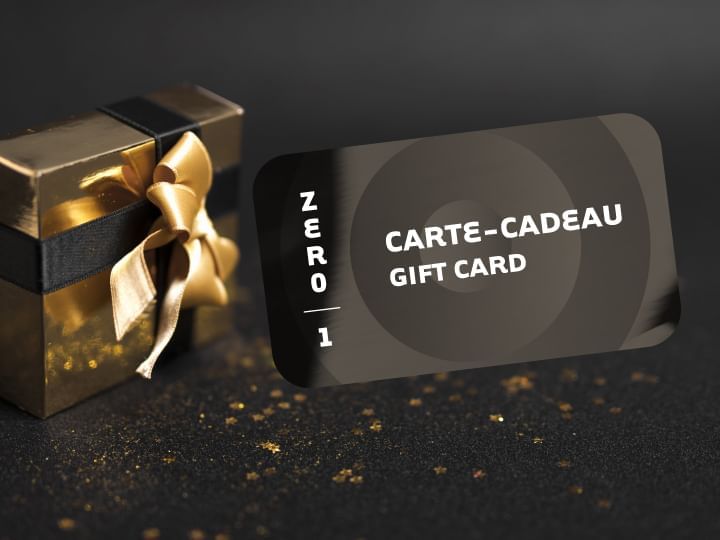 Gift card & gift box on black & gold background at  Hotel Zero1