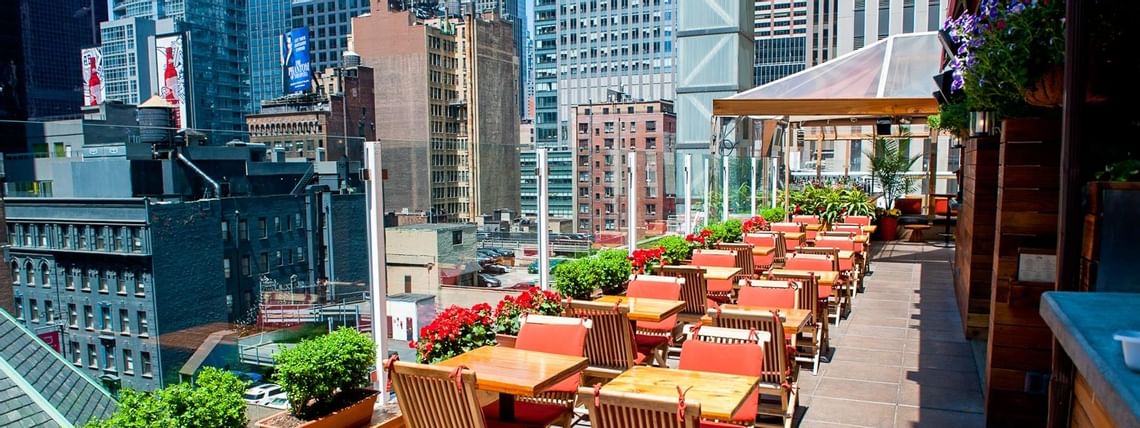 Haven rooftop with skyline view at Sanctuary Hotel New York