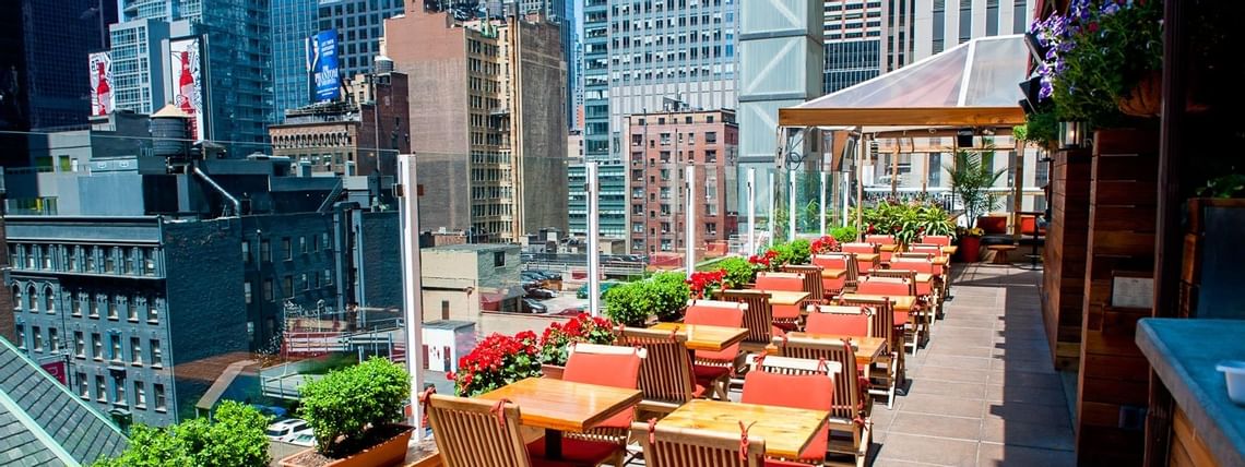 Haven rooftop with skyline view at Sanctuary Hotel New York 