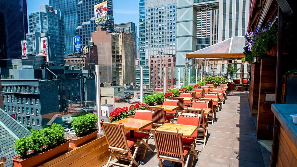 Haven rooftop with skyline view at Sanctuary Hotel New York