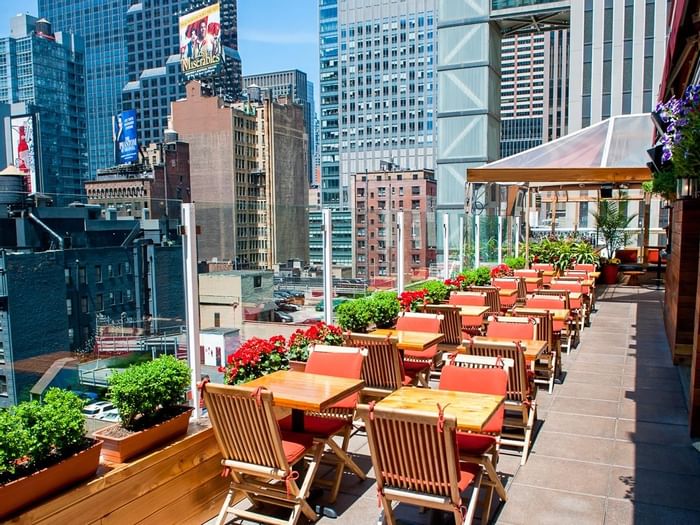 Haven rooftop with skyline view at Sanctuary Hotel New York 