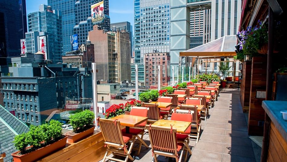 Haven rooftop with skyline view at Sanctuary Hotel New York 