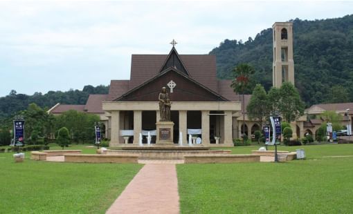 Exterior view of the St Anne's Church on a sunny day near Sunway Hotel Seberang Jaya