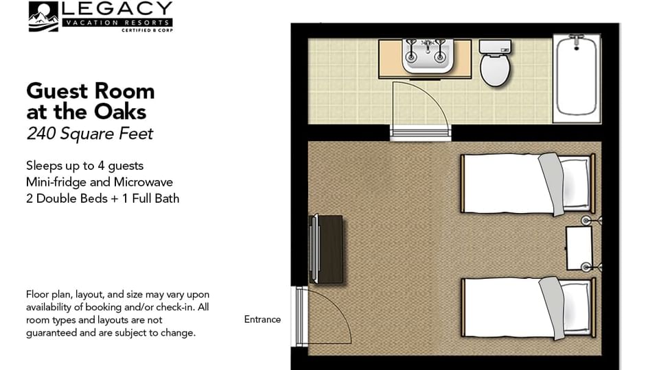 Guest room at oaks floor plan
